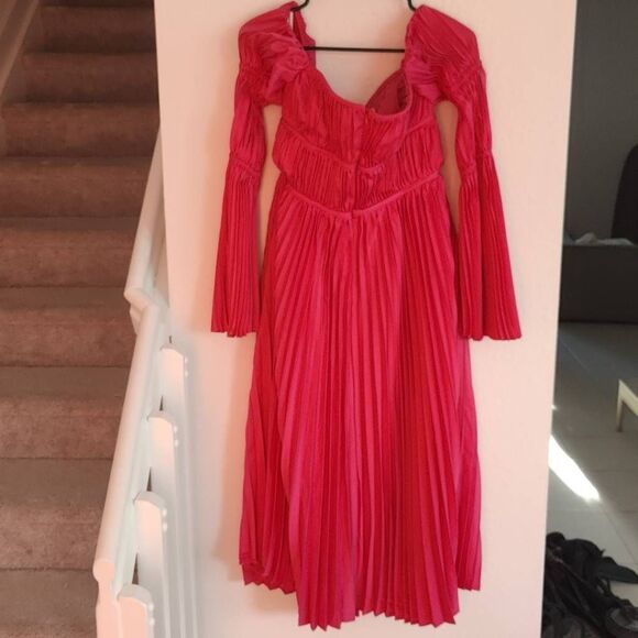 Alamour Dress Womens Size XL Analu Pleated Midi Hot Pink - Picture 11 of 12